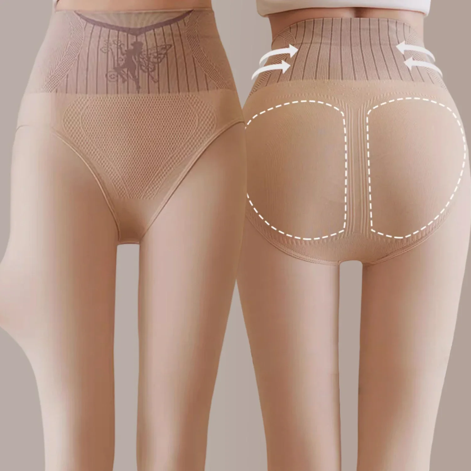 300 جرام عالية الخصر التخسيس طماق الجوارب النساء شتاء دافئ جوارب الحرارية مثير شفافة القهوة الصوف المخملية الجوارب