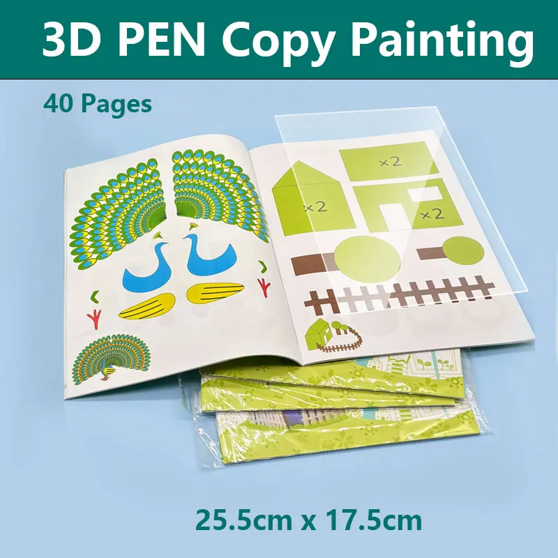 3D Pen Drawing Book with Graphic Templates And Painting Tutorials Double-Sided Printing PVC Transparent Plate for Creative Art