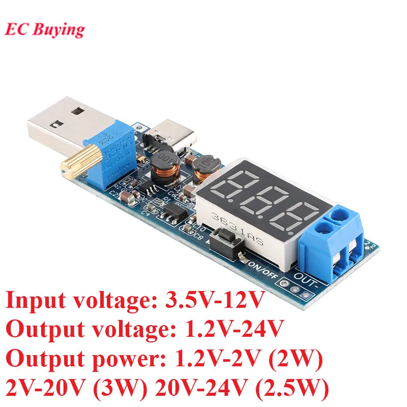 調整可能なブーストバックコンバーター,デスクトップ電源モジュール,電圧計出力,5v〜3.5v,9v,12v,1.2v-24v