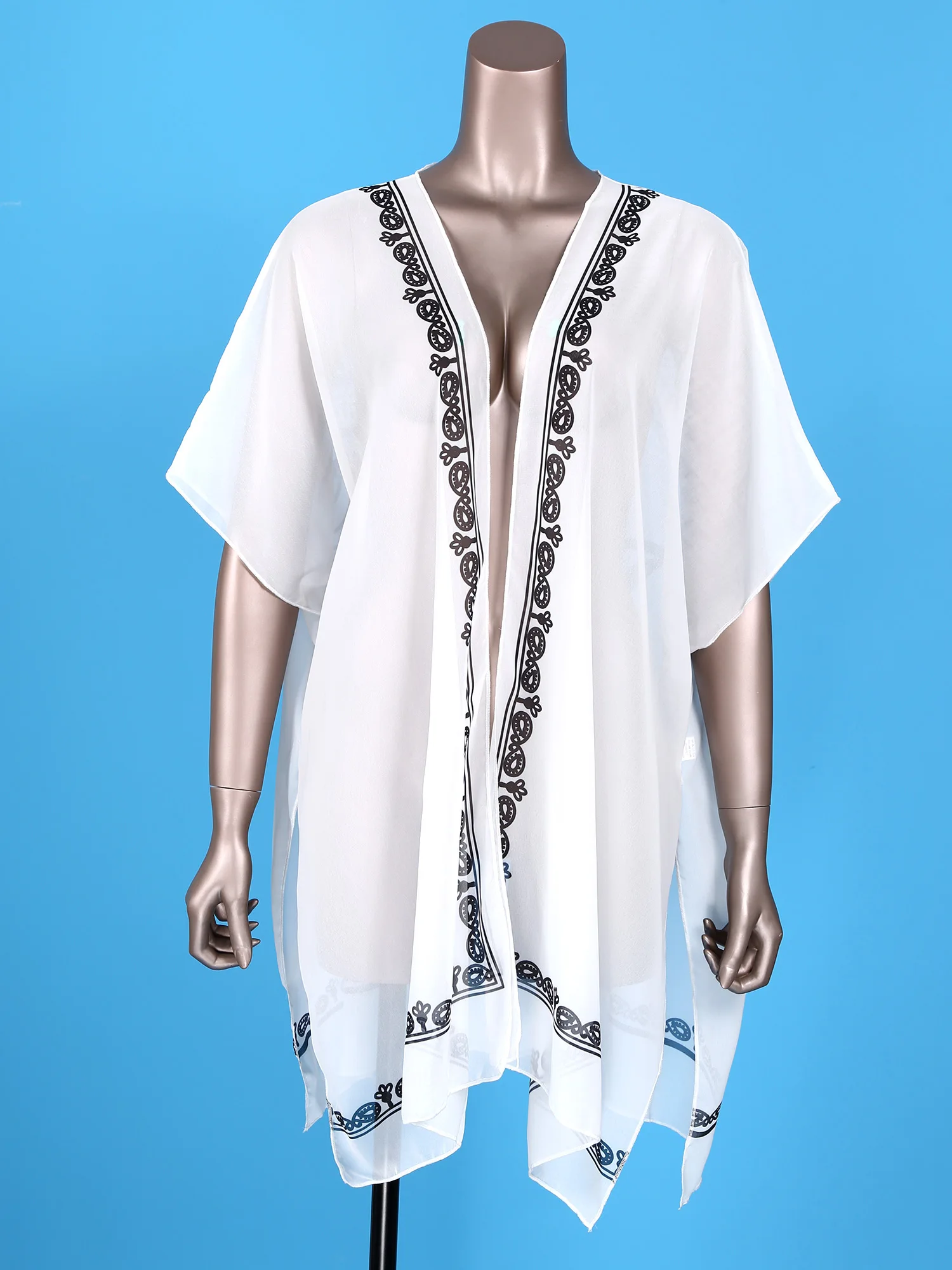 Bikini Cover Ups Womens Semi See-Through Badpak Cover Ups Beachwear Casual Chiffon Bloemenprint Kimono Vest Uitloper