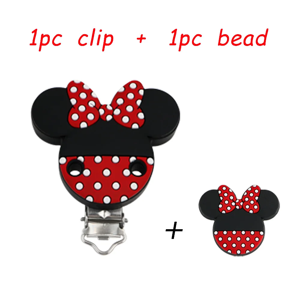 Kovict 2Pcs/Lot Silicone Beads Pacifier Clips Cartoon Animals Teething Necklace Food Grade DIY Pacifier Clips Chain Accessories