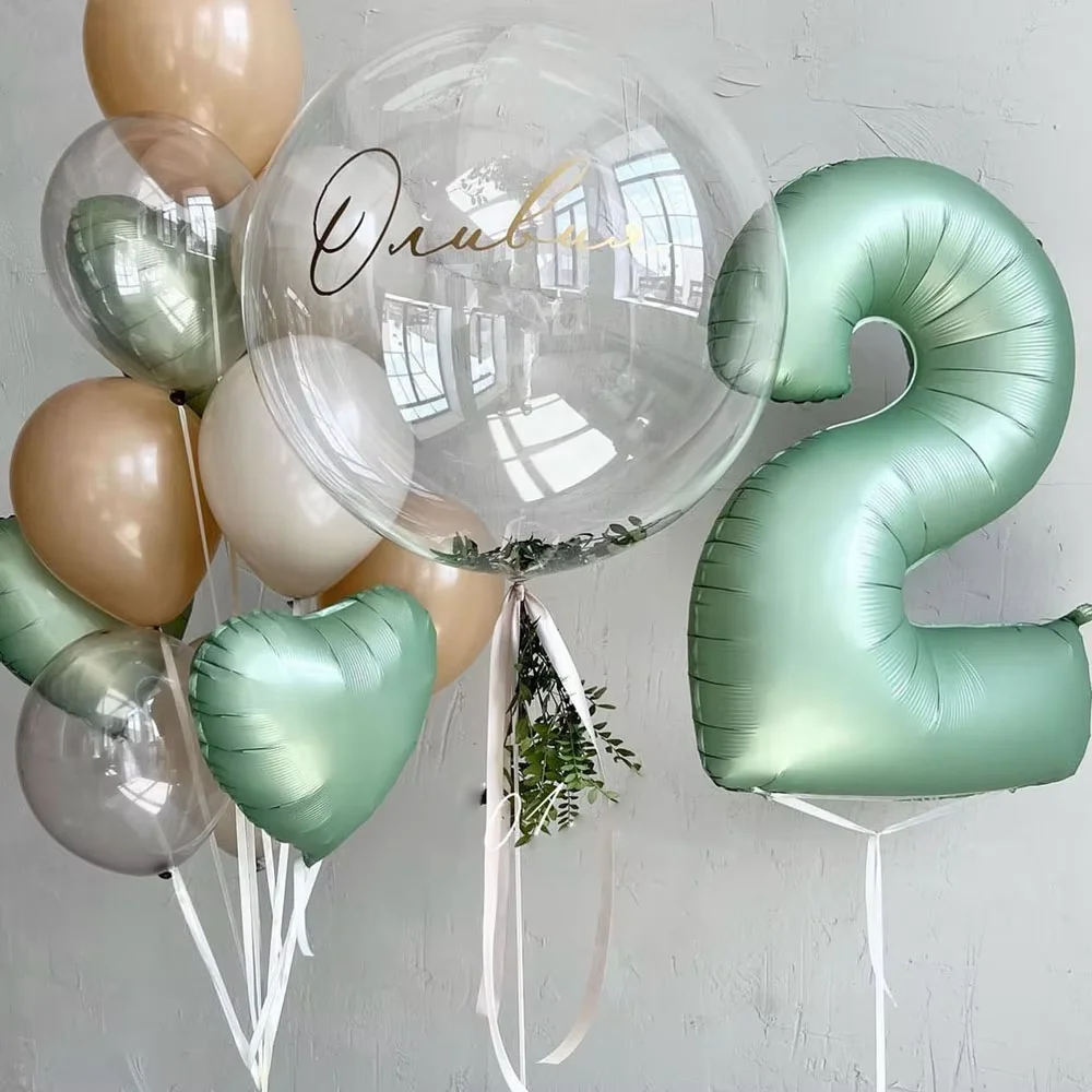 

32/40inch Vintage Green Number Balloon Latex Green Balloons Set for Baby Shower Adults Kids Happy Birthday Party Decorations