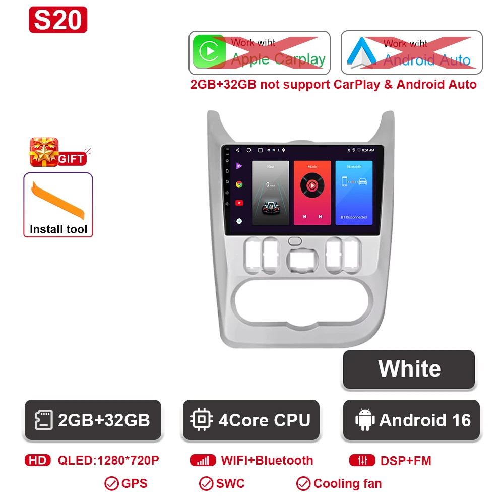 Android 16 autoradio voor Renault Logan 1 Sandero 2009 - 2015 voor Dacia Duster 2010 - 2017 auto multimedia videospeler navigatie - afbeelding 1