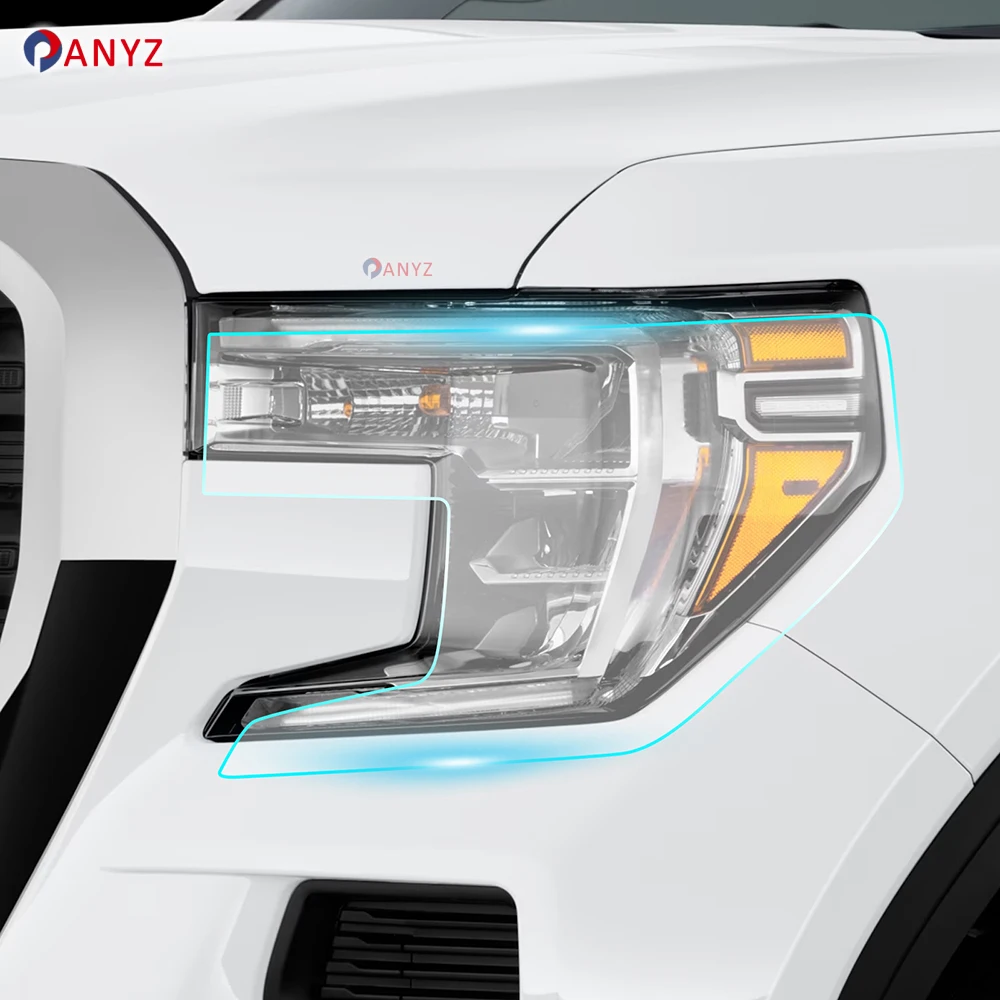 Pre Cut PPF Headlight Paint Protection Film for GMC Sierra AT4 DENALI SLT 2019-2021 8.5mil TPU Clear Bra Car Styling