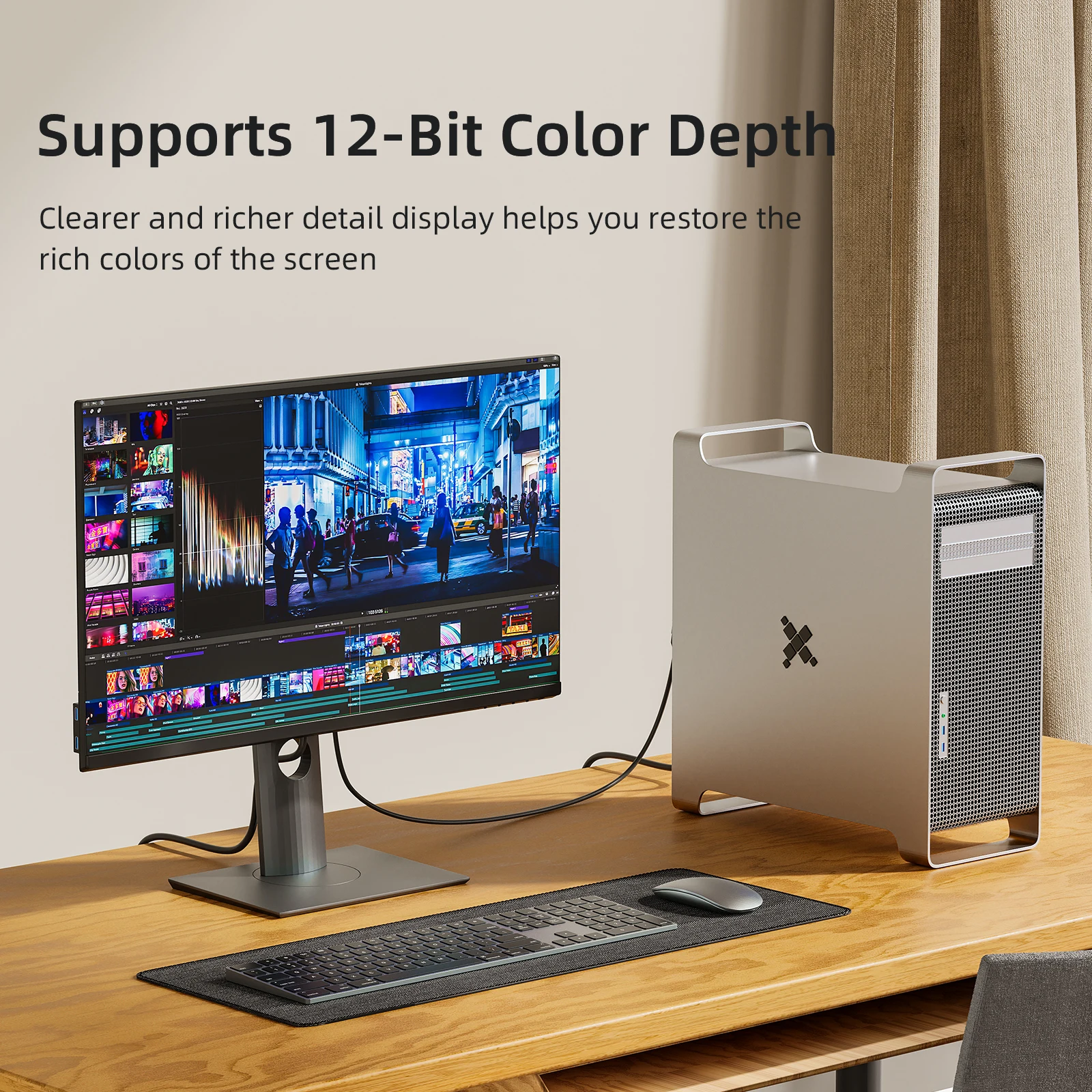 محول DisplayPort النشط إلى HDMI 8K/60 4K/144، مضفر، للكمبيوتر الشخصي والكمبيوتر المحمول وسطح المكتب وحدة معالجة الرسومات Nvidia وAMD، يدعم Eyefinity