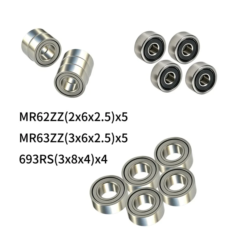 14Pcs Sealed Ball Bearing Set for 1/24 RC Micro Drift Car, Chassis & Steering Upgrade Bearings