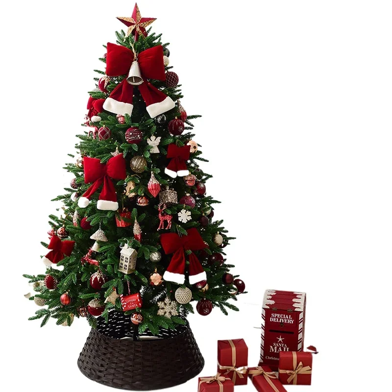 

Christmas decoration red Christmas tree, high-end PE mixed household Christmas tree package ornament