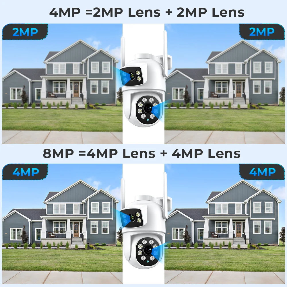 ANBIUX 8MP PTZ Wifi Camera Dual Lens with Dual Screen Ai Human Detect Auto Tracking Wireless Outdoor Surveillance Camera iCSee