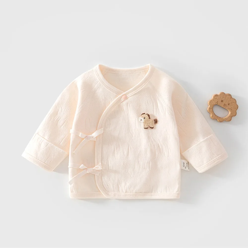 0-3 Months Newborn Children's Top Half Back Design Long Sleeved Jacket High-quality Pure Cotton Soft Baby Jacket