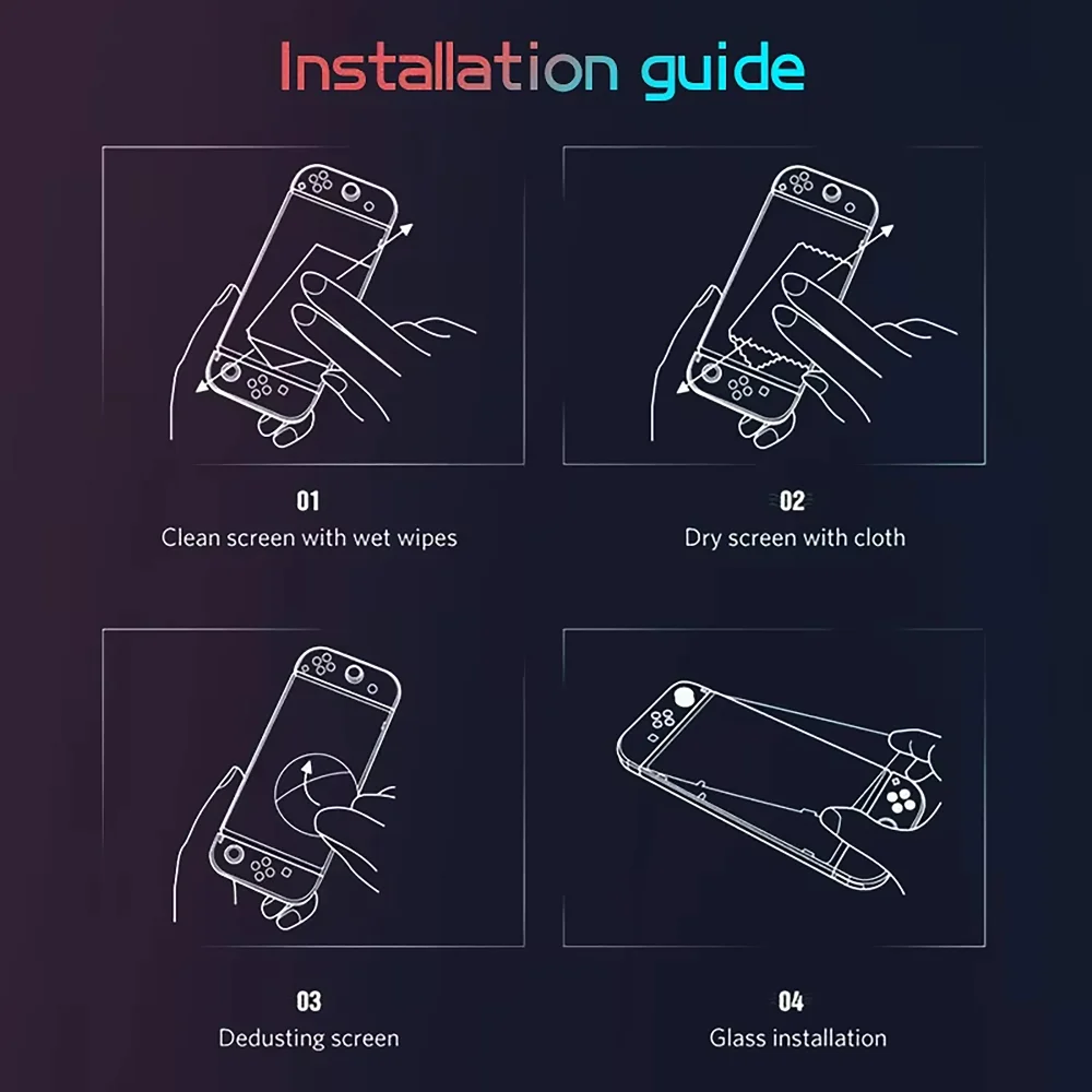 Protetor de tela de vidro temperado compatível switch lite/switch oled película protetora dura para switch game console 1/2 peças
