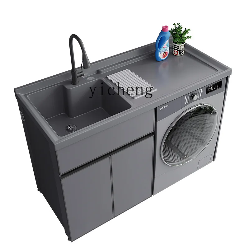 

Xl Alumimum Washing Machine All-in-One Cabinet Wash Basin Sink Companion Cabinet with Washboard Inter-Platform Basin