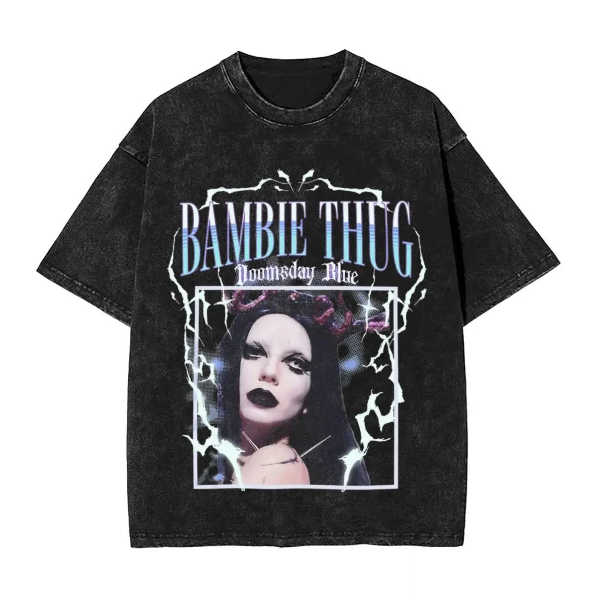 

Думсдэй из Ирландии синий Футболка Bambie Thug мужская оверсайз с эффектом потертости, модная уличная одежда в стиле хип-хоп, лето