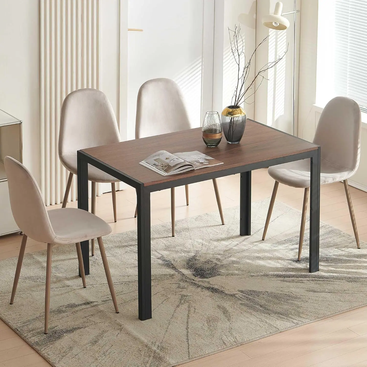 Dining Table Set Rectangle Dining Room for Small Spaces and Chairs for 4 Table with Chairs