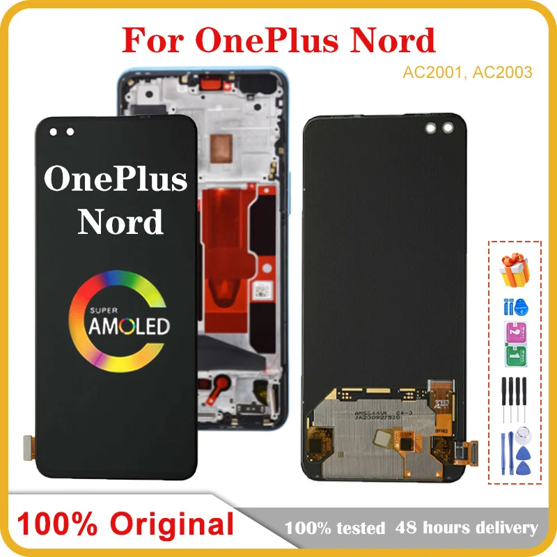 6.44\'\' Original AMOLED For Oneplus nord AC2001 AC2003 LCD Display Touch Screen Panel Digitizer Replacement For 1+nord LCD