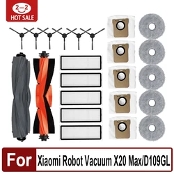 For Xiaomi Robot Vacuum X20 Max / X20 Por / D102GL / D109GL Vacuum Parts Main Roller Side Brush Hepa Filter Mop Cloth Dust Bag