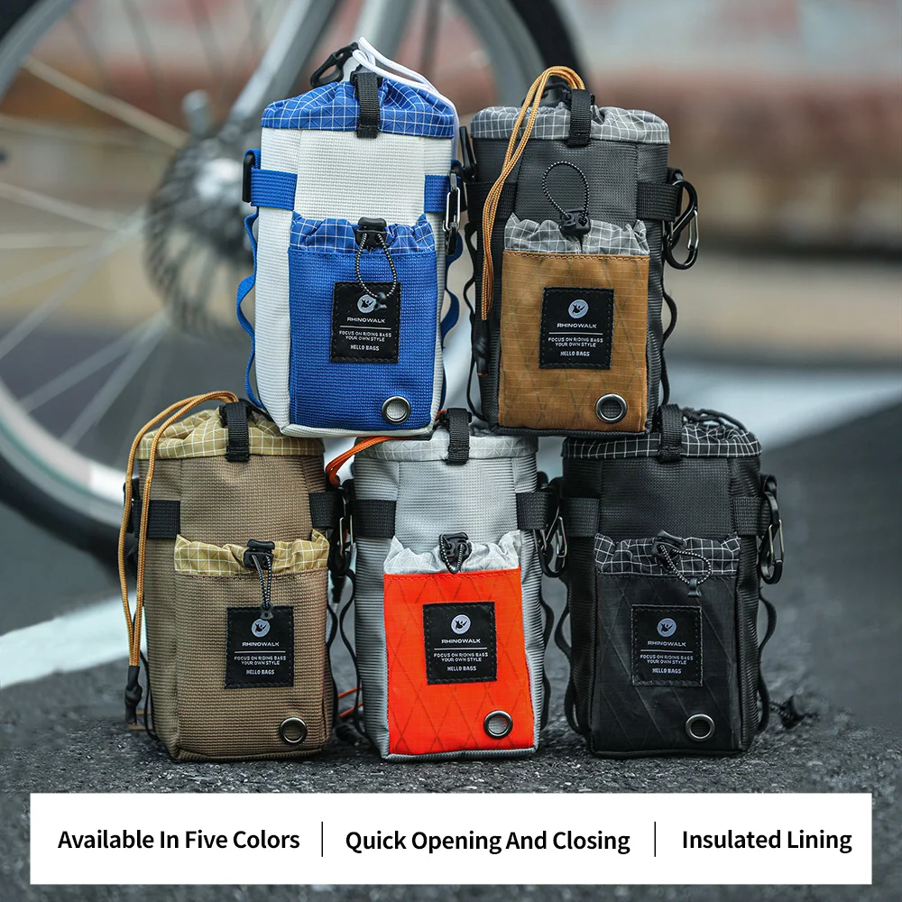 Rhinowalk Bike Water Bottle Bag With Insulated Lining Bicycle Handlebar Cup Holder Cycling Front Storage Pouch Bottle Carrier