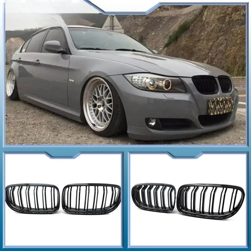 

Передний бампер автомобиля, гоночная решетка для почек для BMW E90 E91 3-Series LCi 320i 325i 330i 2009-2011, 1 пара спортивных решеток с двойной планкой