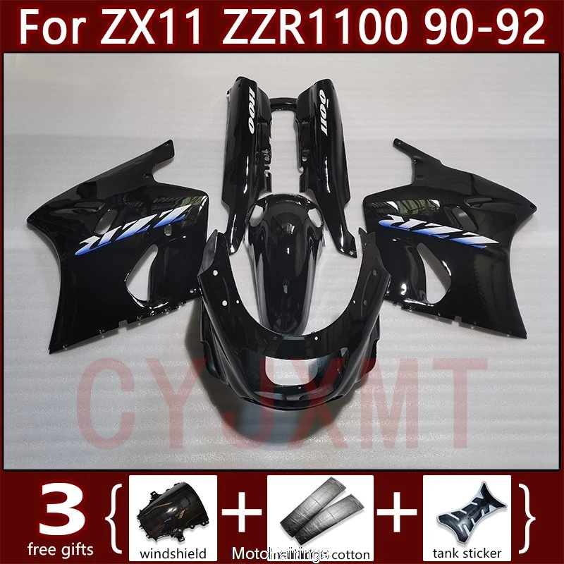 

Обтекатели для мотоцикла Kawasaki ZX11 ZZR1100C 1993-2003, комплект кузовных деталей, глянцевый черный цвет