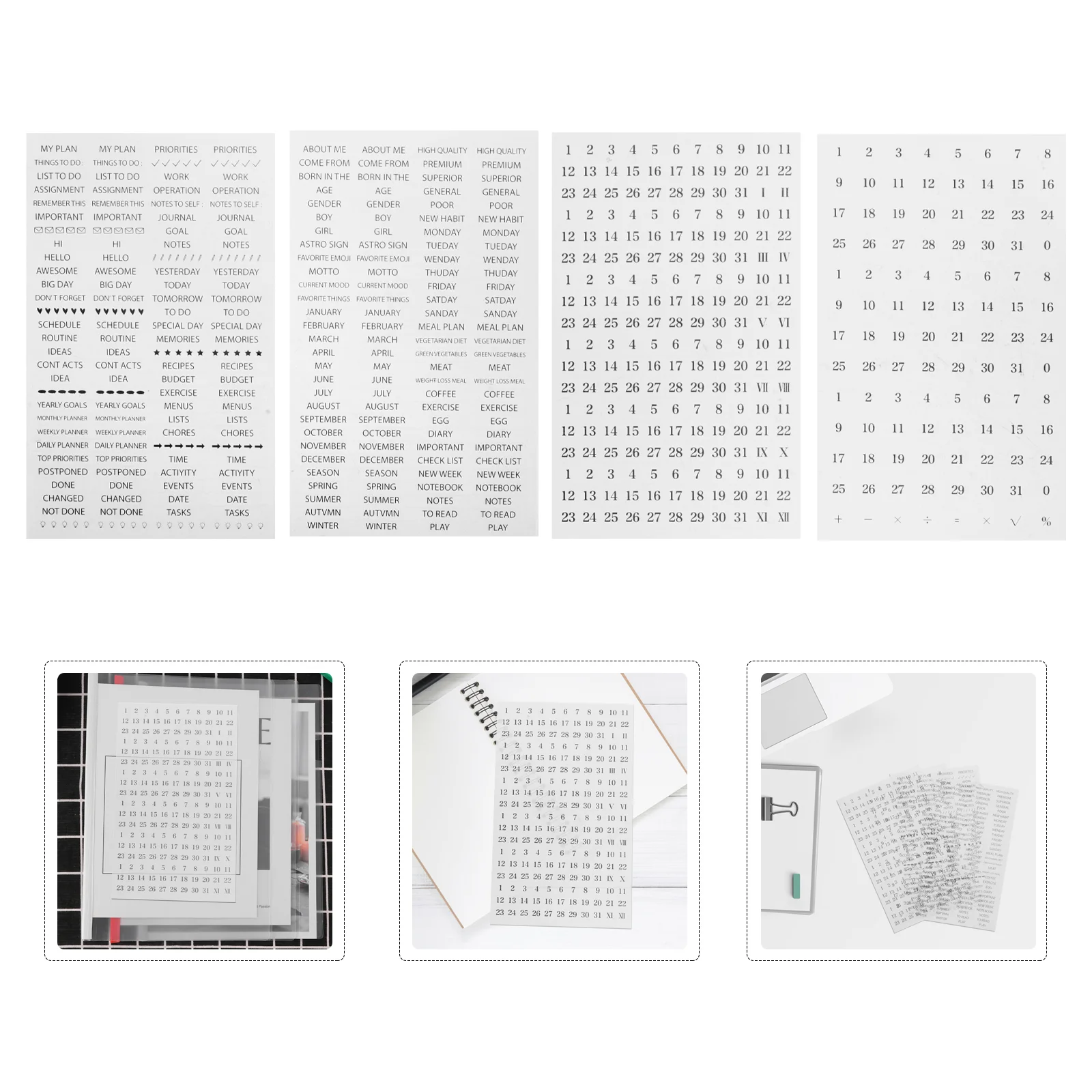 Kalender Aufkleber Sammelalbum Planer Planungs monat transparente Hand Konto DIY