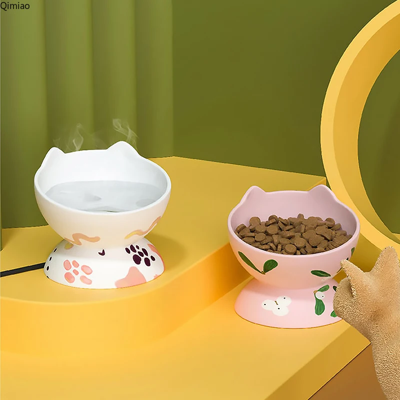 Manufacture Direct Sale OEM Ceramic Pink White Dog Bowl Custom Pet Food Water Feeder Bowl With Support For Dogs Cats