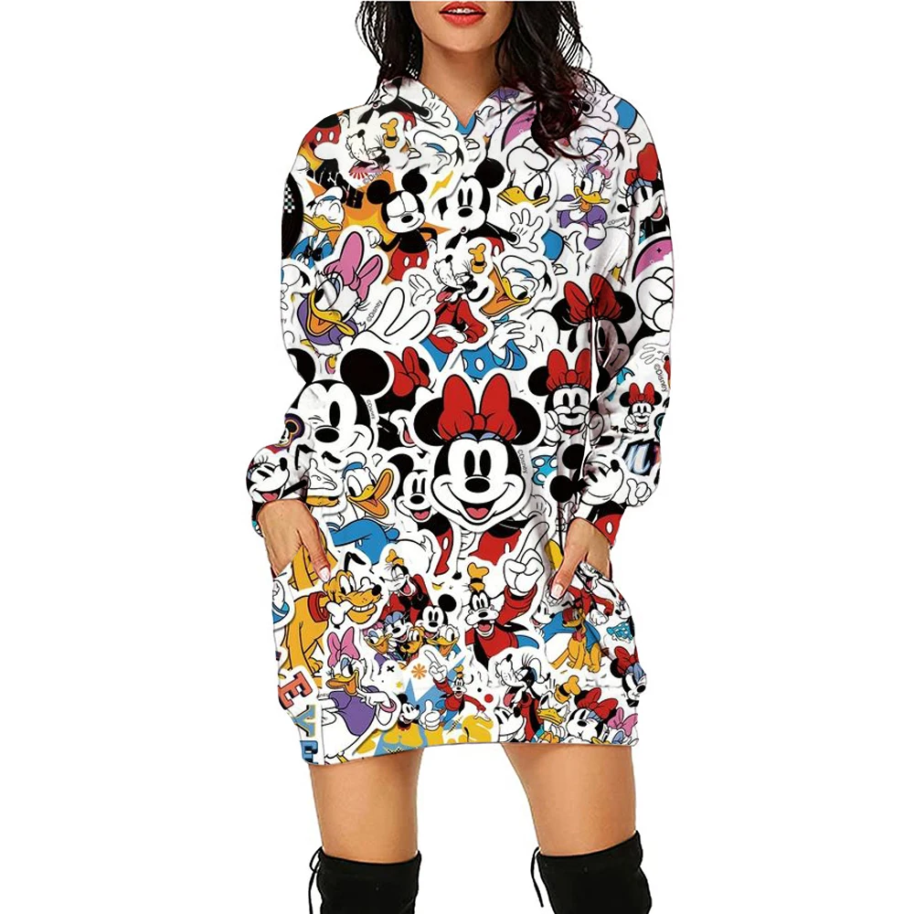 

Sweater Dress Elegant Dresses for Women Long Sleeves Luxury Party Hoodie Disney Kawaii Mickey Women's 2024 Mini Minnie Mouse Y2k