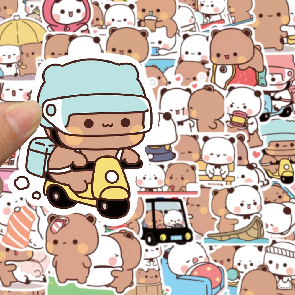 

10/30/50pcs Cartoon Bubu and Dudu Stickers Kawaii Bear Anime Couple Decals Waterproof for Laptop Skateboard Cute Kid Sticker Toy