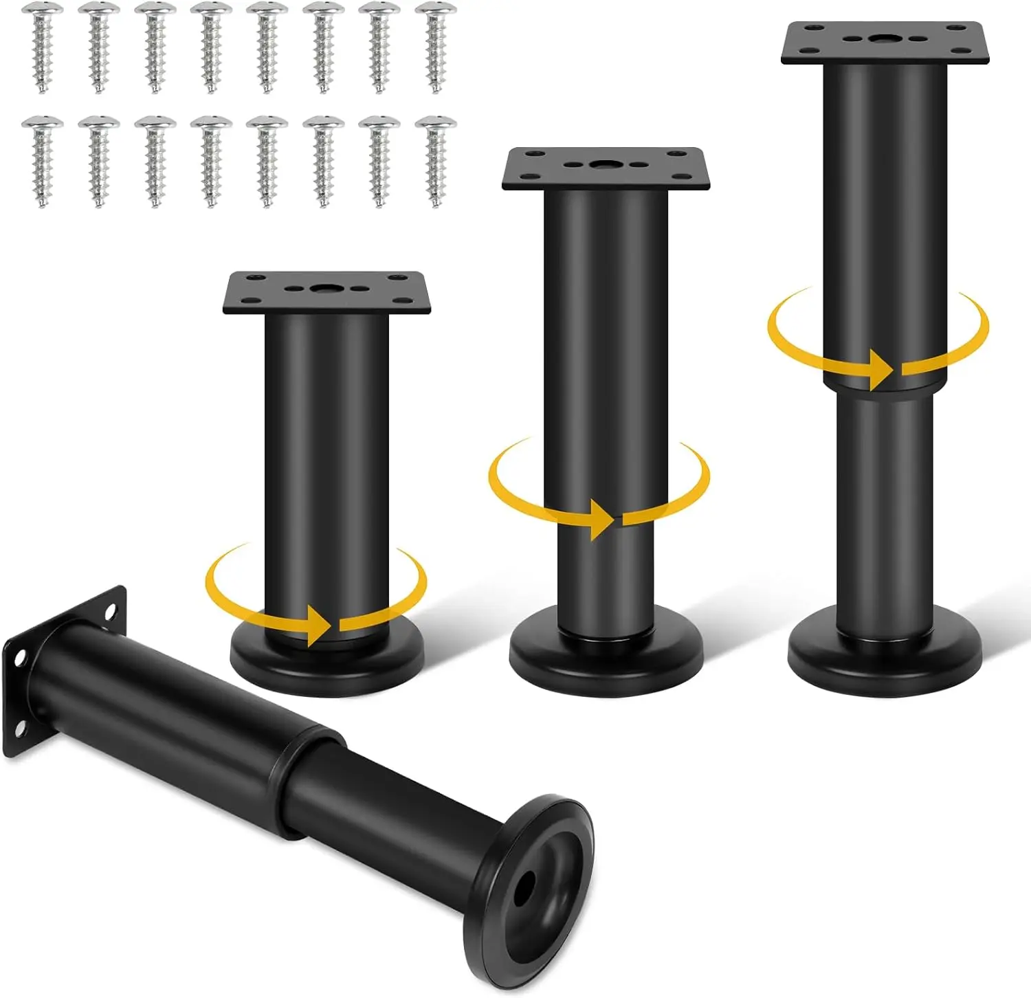 

4 Piece Adjustable Height Bed Frame/Slat Center Support Legs, Metal Furniture Legs, For Bed/Sofa/Cabinet/Dresser/Table Etc.,