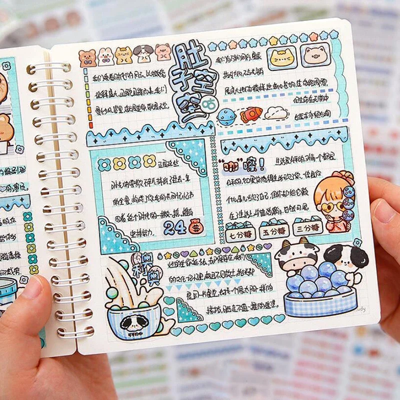 10 Sheets Cute Cartoon Border Stickers Kawaii Stationery DIY Scrapbooking Journal Planner Notebook Decorations Label Tag Sticker