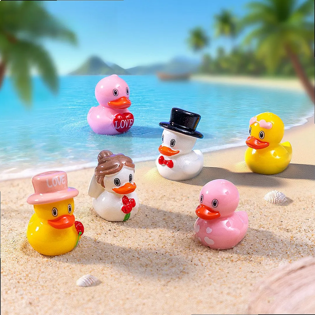 100pcs Cute 3D Cartoon Animal Duck Resin Cabochon Miniature Dollhouse Decor Fairy Garden Craft DIY Accessories