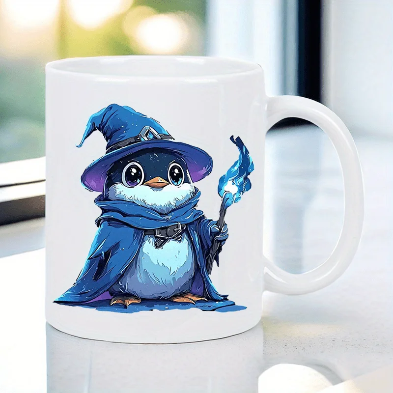 Cute Wizard Penguin Ceramic Mug - Unique Fantasy Design, Perfect Gift for Coffee and Tea Lovers, Novelty Present