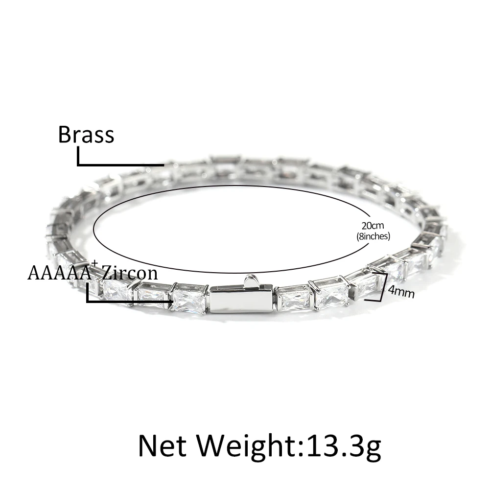 UWIN Iced Out Baguettecz Green&White CZ Tennis Bracelets for Women Bling Cubic Zirconia Chain Bracelet Fashion Jewelry for Gift