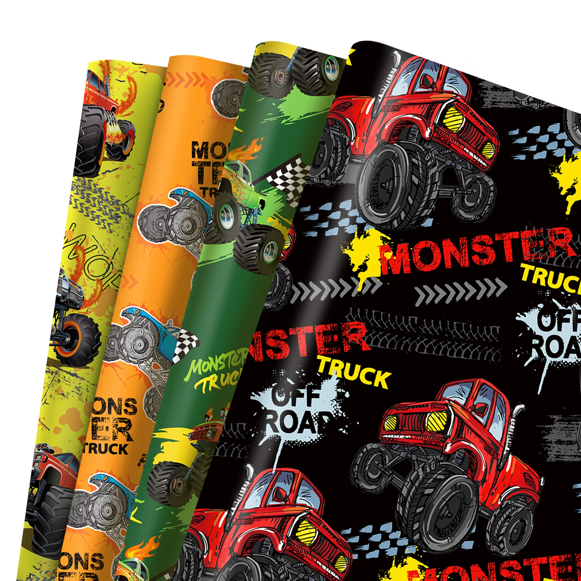 12 stücke Cartoon Monster Truck Geschenk Geschenk papier Geburtstag Wrapper Dekoration Baby party Party Handwerk präsentiert Packpapier – Detail 4