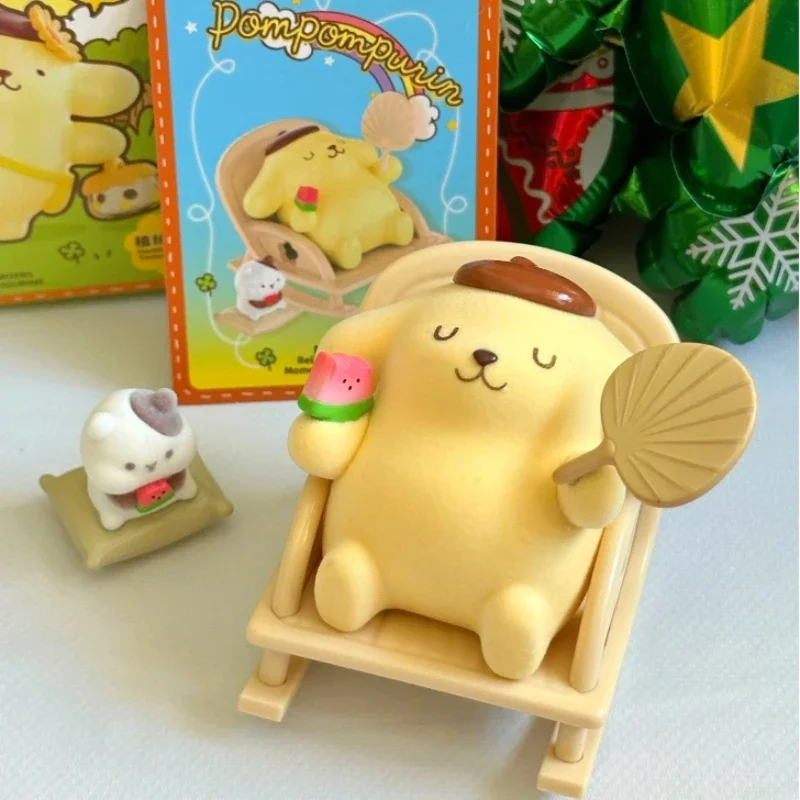 MINISO Sanrio Pompompurin Childhood Four Seasons Series Blind Box Model Ornaments Birthday Gift Kawaii Animation Peripheral Toys