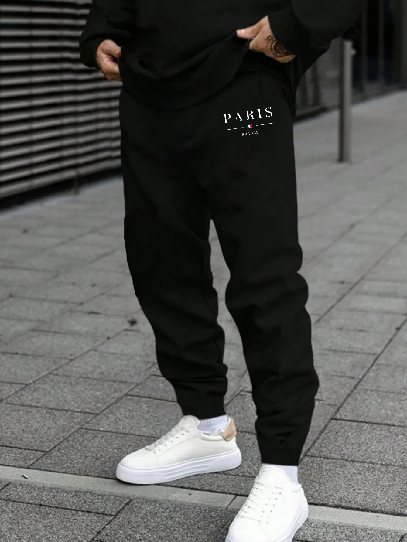 Chándal para hombre con estampado de letras, sudadera de una sola pieza con cuello redondo, pantalones de chándal informales de uso diario para oficina, ropa deportiva para correr, ropa de calle