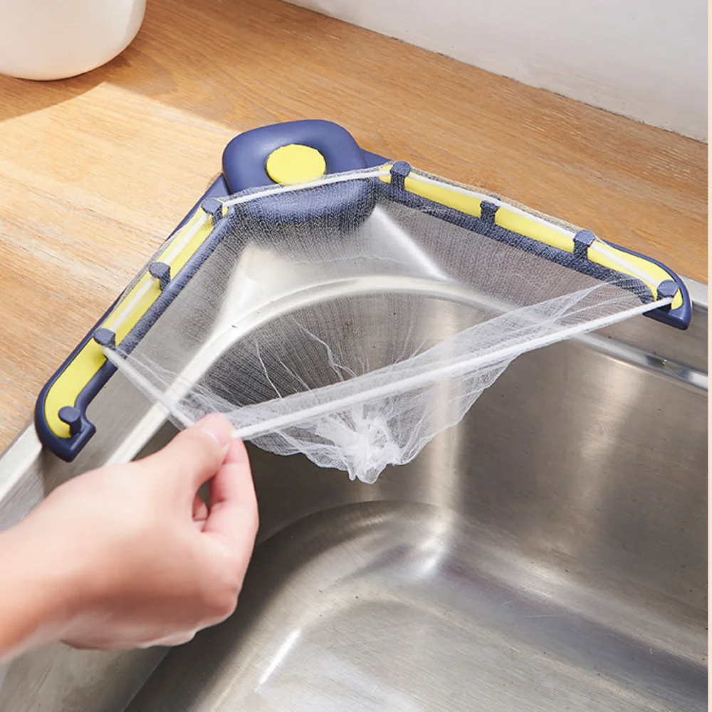 Leftover Food Kitchen Sink Filter Food Drain Vegetable Mesh Drain Rack Plastics Triangular Hanging Net Inverted Filter Rack