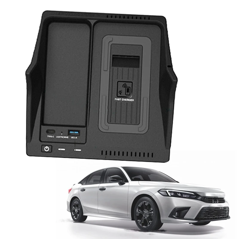 Car Mobile Phone Wireless Charger 15W Fast Charger Charging Panel Pad Phone Holder Fit For Honda Civic 2022