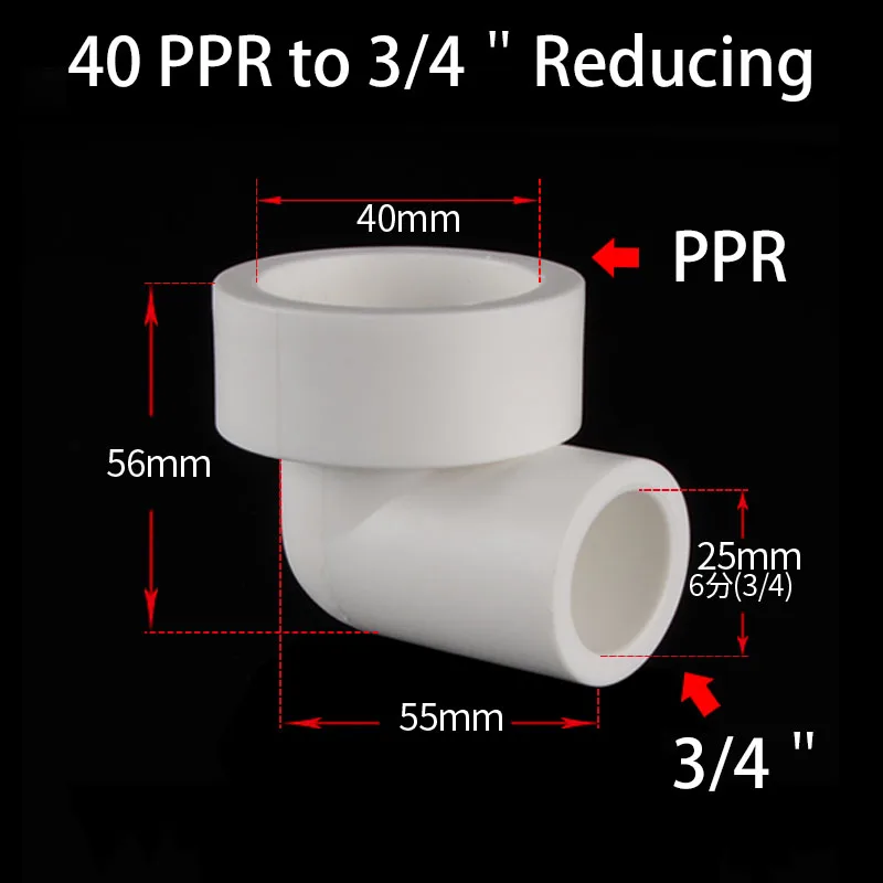 25/32/40/50/63mm PPR Elbow Reducing 1/2