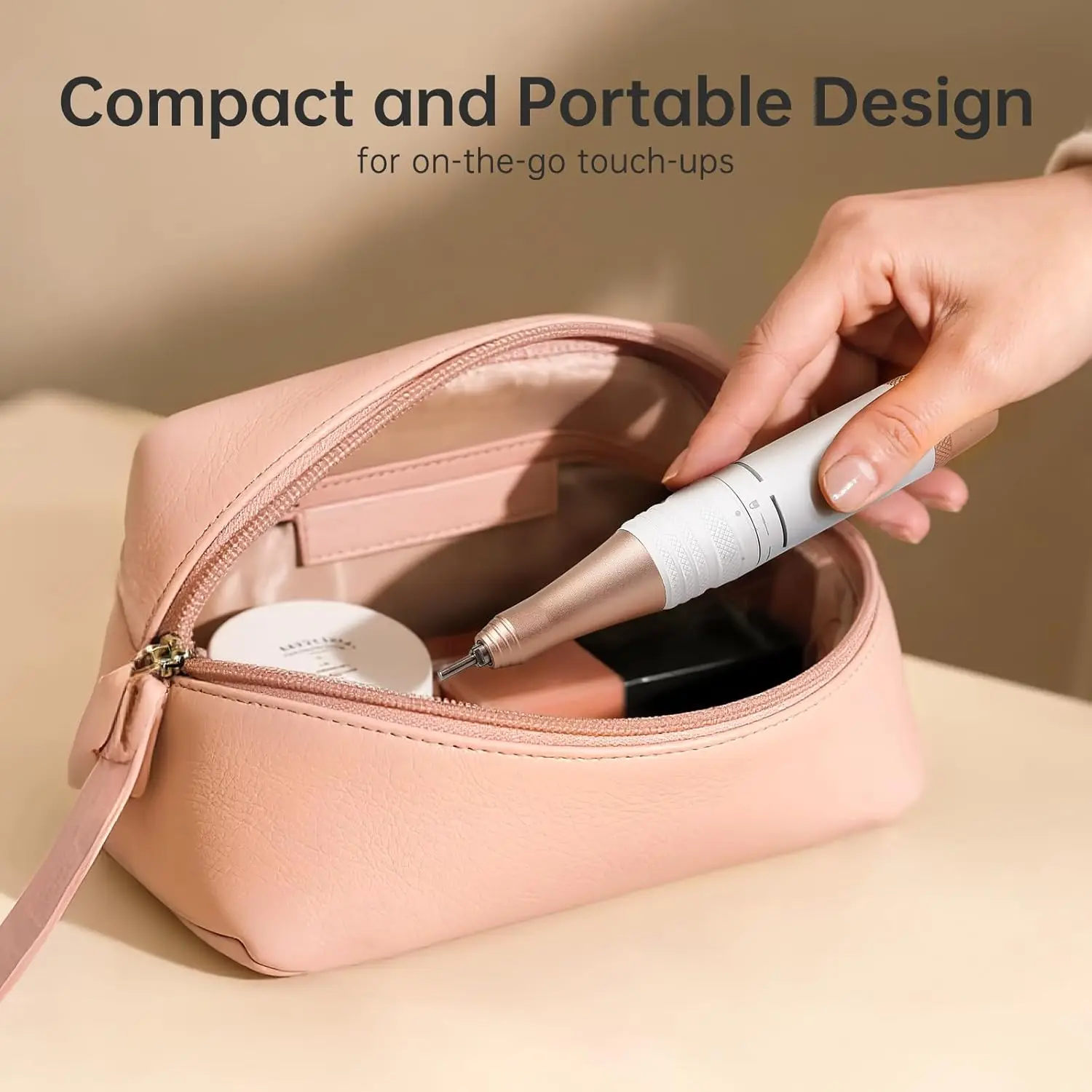 مثقاب أظافر كهربائي، 40000 دورة في الدقيقة، قابل لإعادة الشحن مع 12 قطعة لأظافر الأكريليك والجل، مجموعة ملفات إلكترونية (AB White Diamond) #2