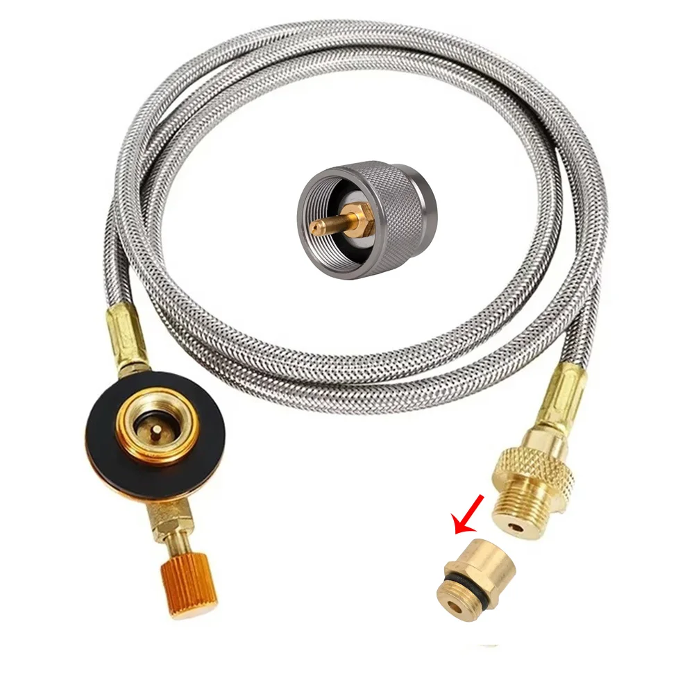 100cm Extension Tube Connector Outdoor Camping Gas Adapter Cassette Furnace Stove Conversion Head Butane Gas Cylinder Adapter