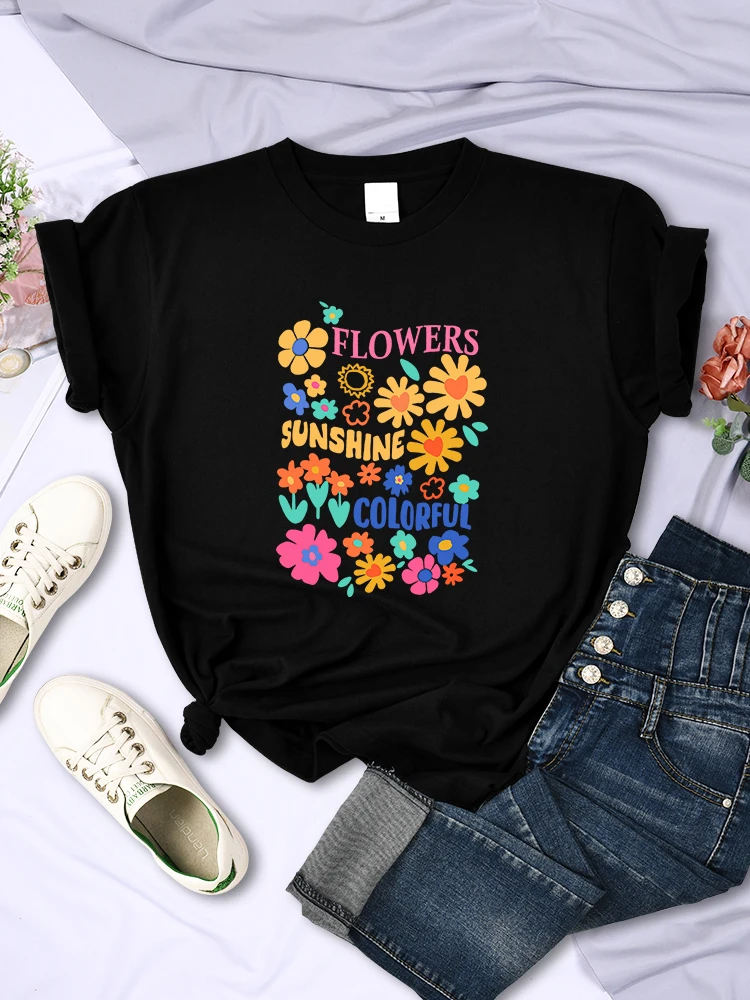 Flowers Of Every Kind Are In Bloom Female T Shirts Street Hip Hop Creativity Tee Clothing Breathable Casual Womens Short Sleeve