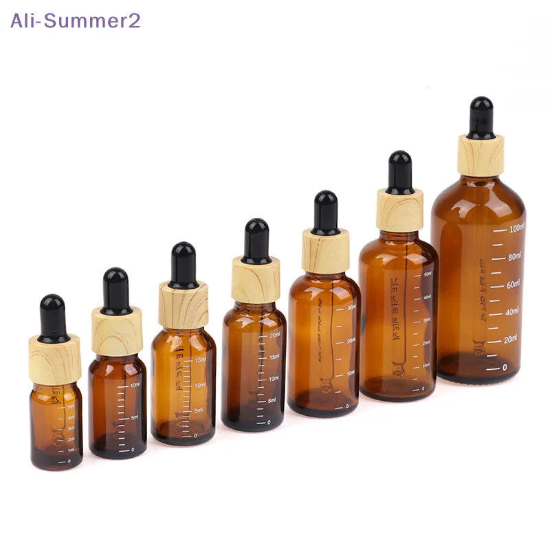 {Summer2} 5-100ml Tropfflaschen mit Skala, Reagenzflaschen, Augentropfen, Braunglas, Aromatherapie-Flüssigkeitspipettenflasche, nachfüllbar
