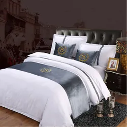 Nordic Solid Color Embroidery Bed Flag Luxury Velvet Bed RunnerThrow for Hotel Home Wedding Bedding Decoration Bed Tail Towel