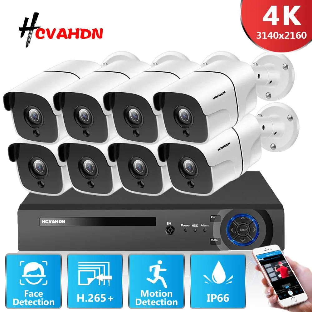 

8 Channel 4K CCTV DVR Security Camera System Kit Outdoor Waterproof AHD Bullet Camera Video Surveillance Set 4CH 8MP DVR Kit 8CH