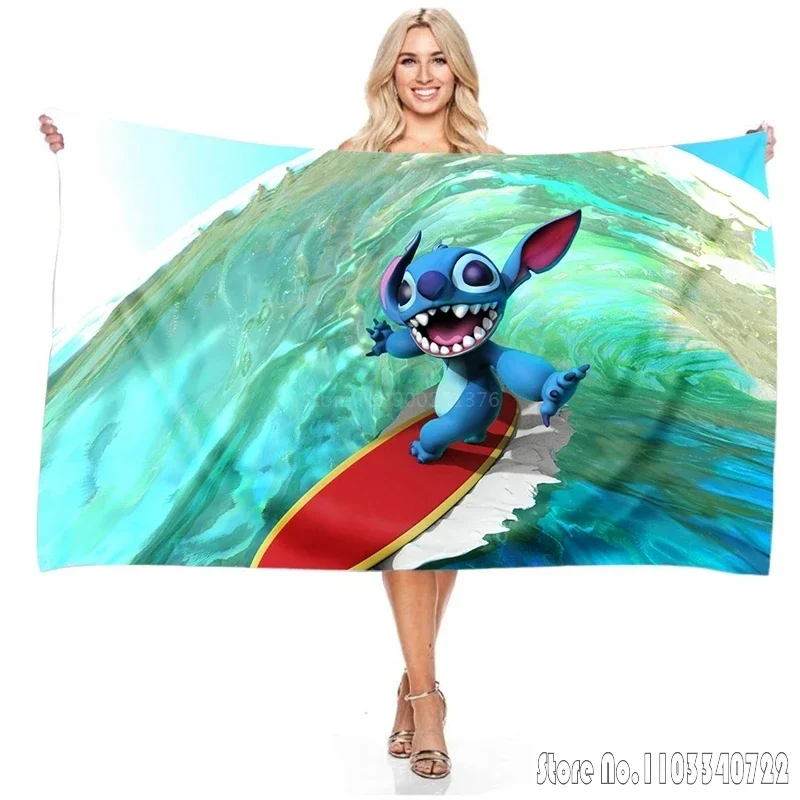  Stitch 3D Print Beach Bath Towels Microfiber Beach Swimming Towel Decor for Kids Gift 75x150cm