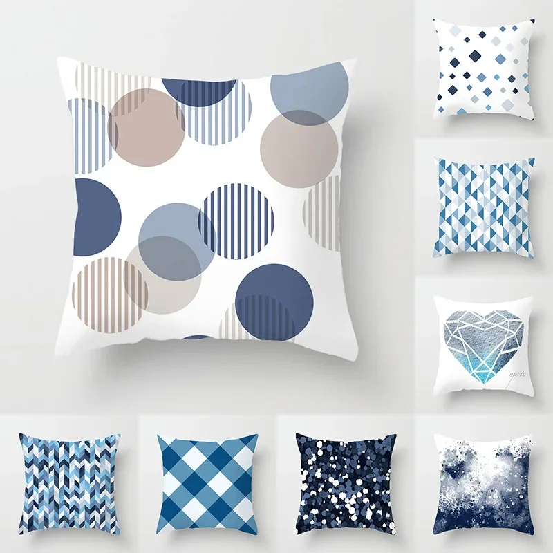 New Blue Cushion Covers Nordic Geometric Decorative Pillows for Couch Sofa Car Throw Pillow Covers Fashion Polyester Pillowcase