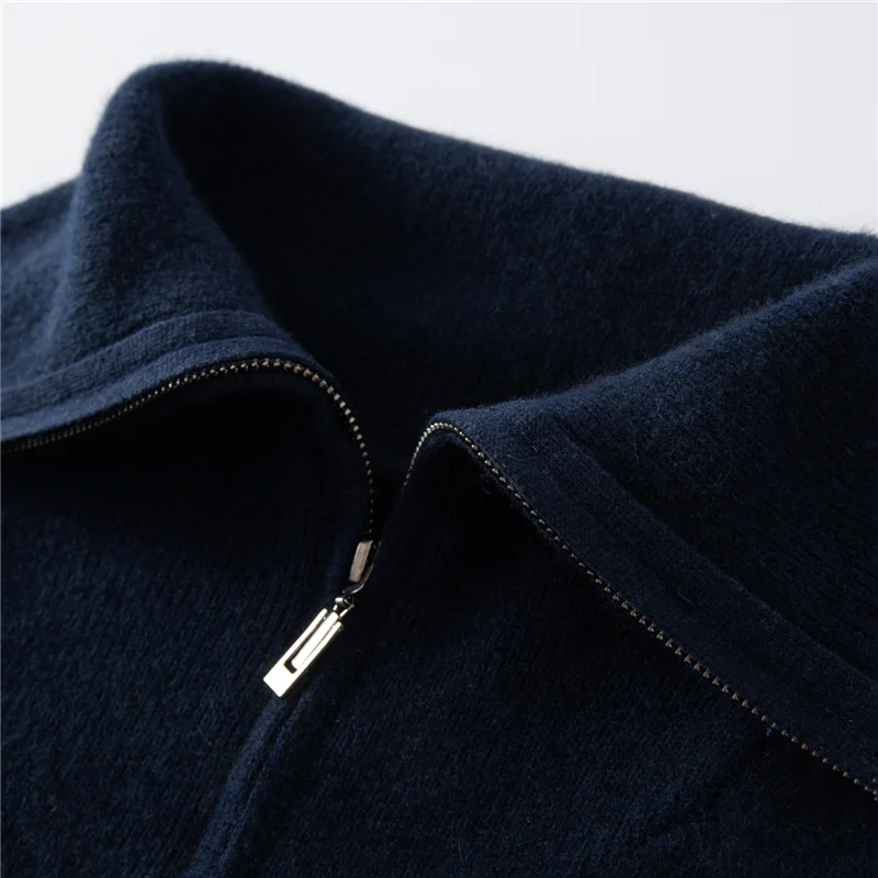 100% Cashmere Women's Sweater Collar Women's Knitted Hoodie Thickened Black Women's Sweater Zipper Women's Sweater