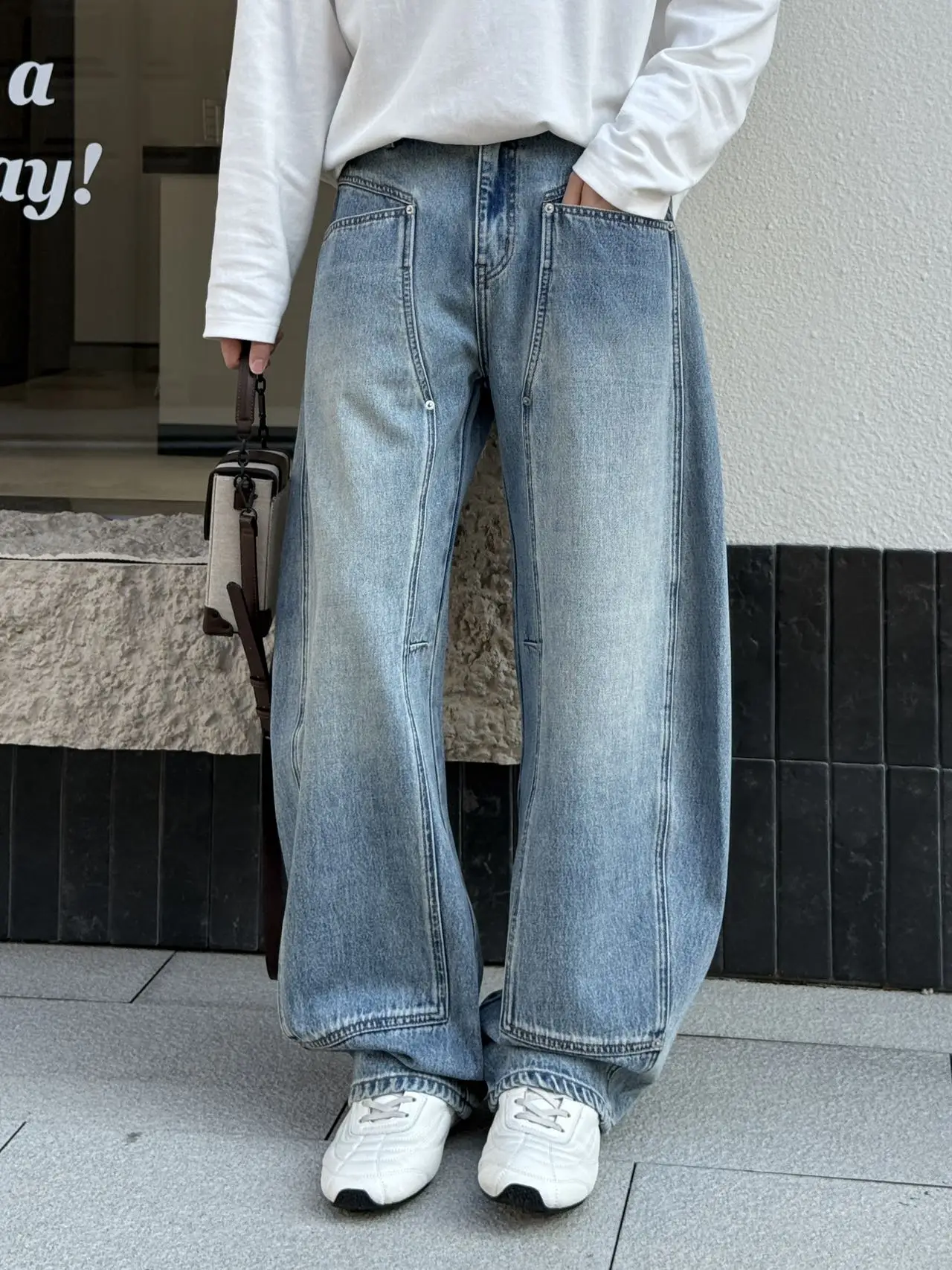 

Ретро-джинсы American Waed High Street для мужчин, весна 2026, модные повседневные прямые широкие брюки для города