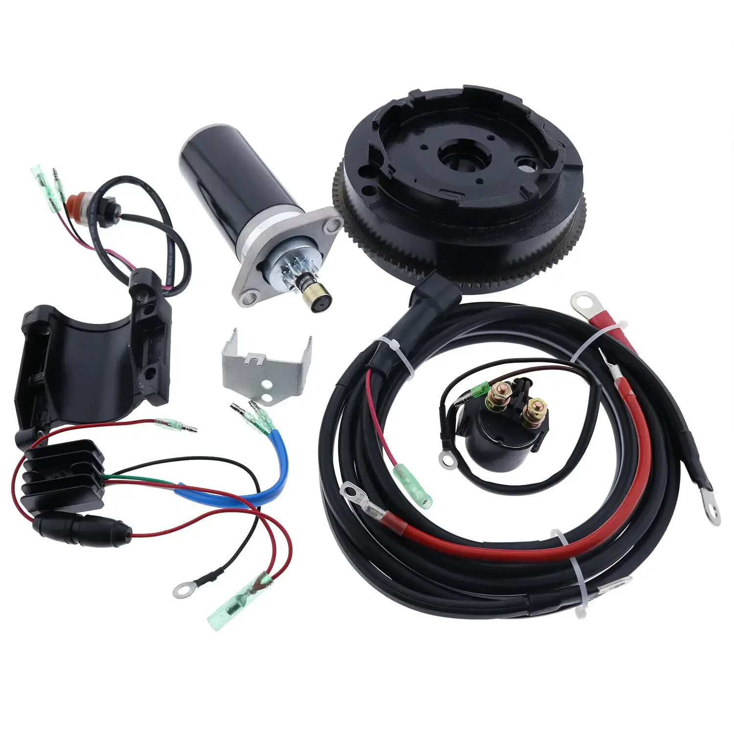 Electric Start Motor Flywheel Kit Fit Yamaha Outboard 9.9FMH 15FMH 682 684 2 Stroke 9.9HP 15HP