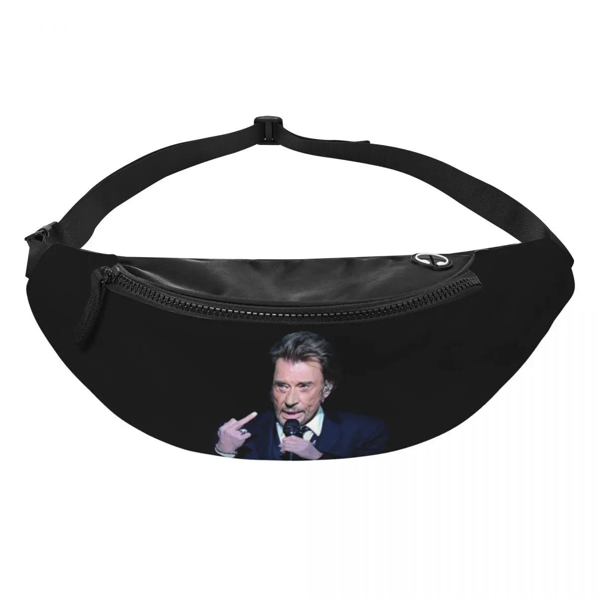 Custom French Rock Singer Johnny Hallyday Fanny Pack Men Women Cool Crossbody Waist Bag for Travel Cycling Phone Money Pouch