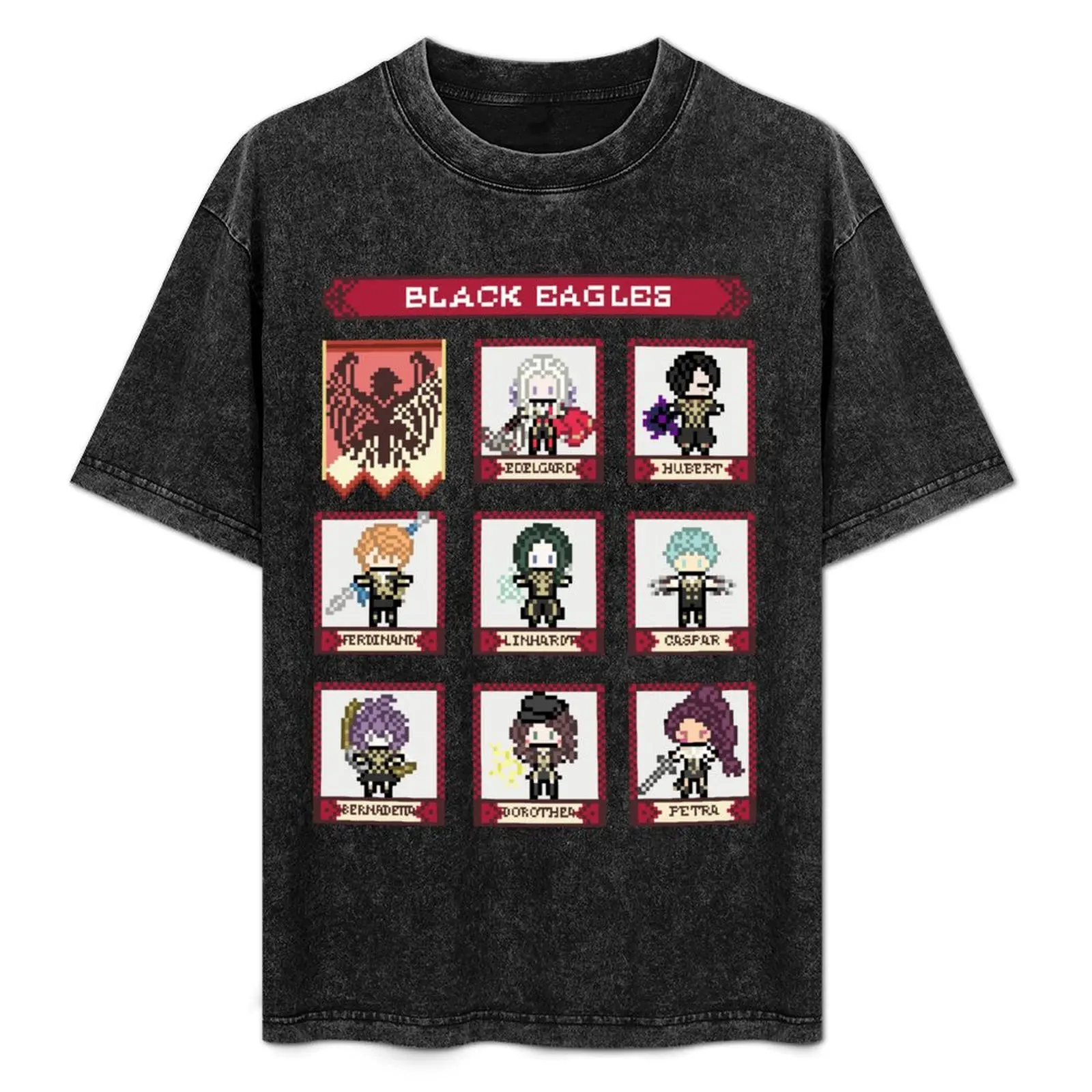 

Fire Emblem Three Houses Black Eagles House Pixel Parody T-Shirt for a boy graphic shirts mens clothing